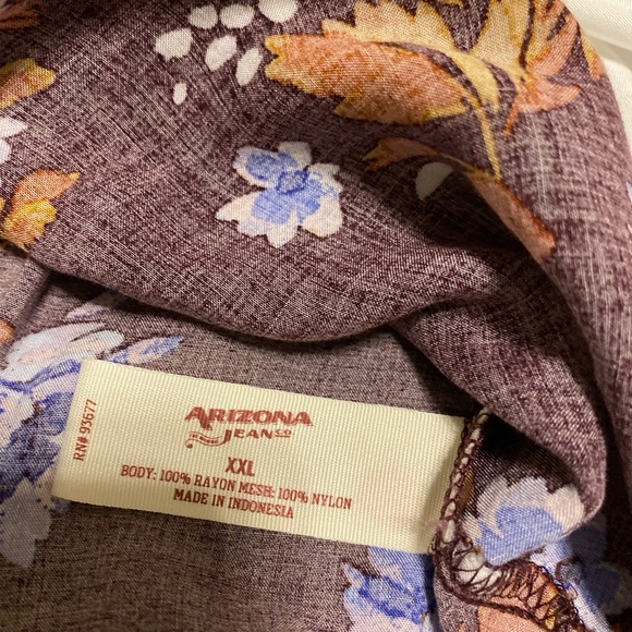 Arizona Jean Co. Floral Mesh Yoke Blouse – Maroon Multi – Size XXL - Picture 4 of 8
